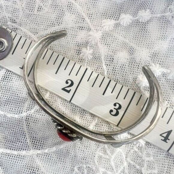 Vintage 60's/70's Handmade Red Coral Native Cuff - Picture 5 of 8